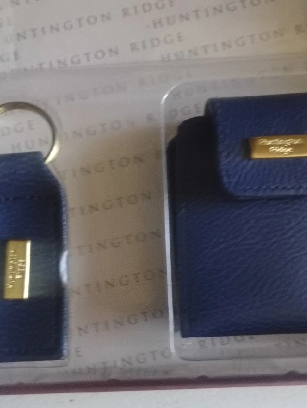 Huntington Ridge Navy Leather Wallet, Card Case & Key Fob Set